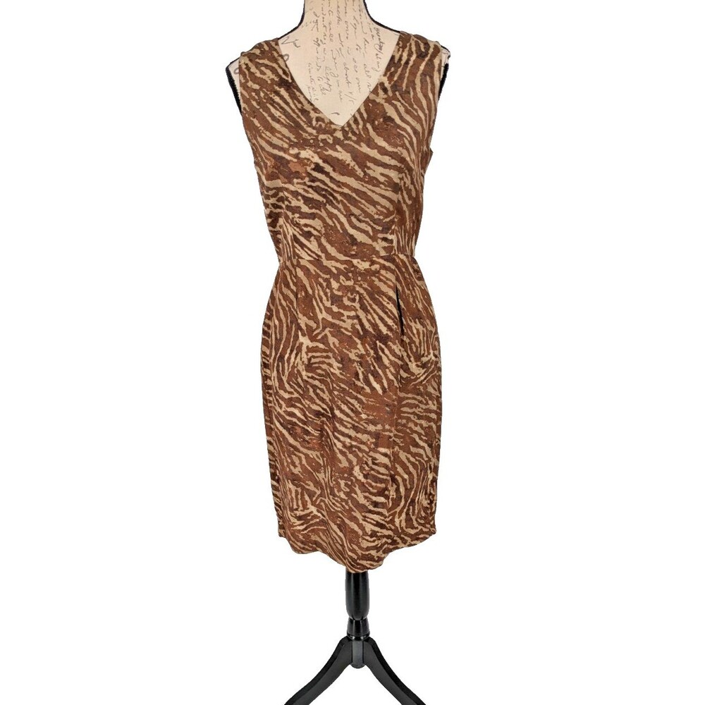 Banana Republic Dress Size 6 Brown Animal Print No Sleeve Midi